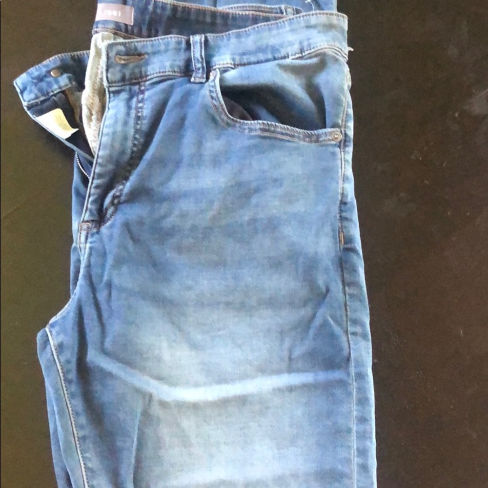 Denim blue jeans with fade
